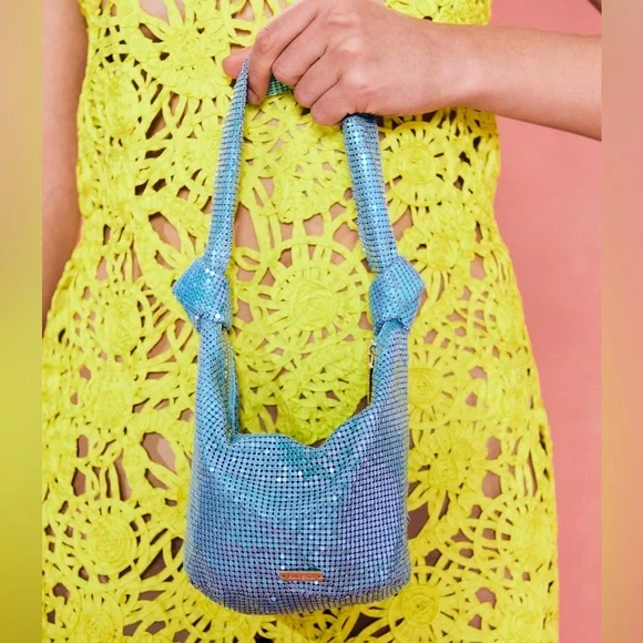 NWT Cult Gaia Gia Shoulder Bag - Pale Sky - Picture 2 of 11